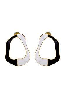 Gold Finish Enameled Cascade Stud Earrings