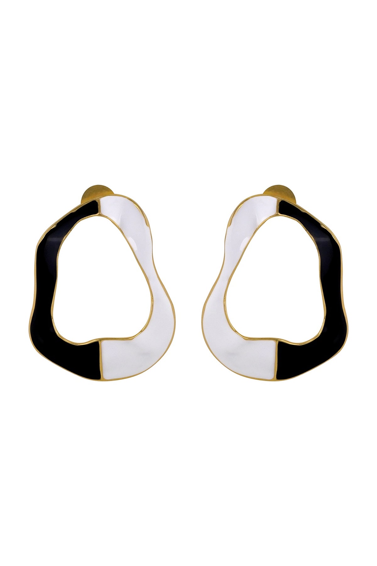 Gold Finish Enameled Cascade Stud Earrings