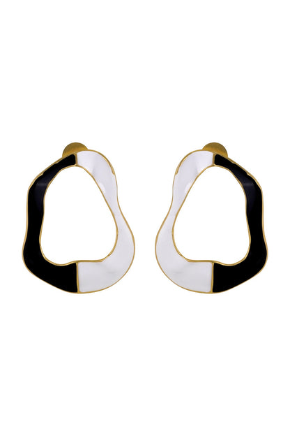 Gold Finish Enameled Cascade Stud Earrings