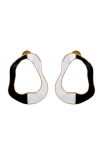 Gold Finish Enameled Cascade Stud Earrings