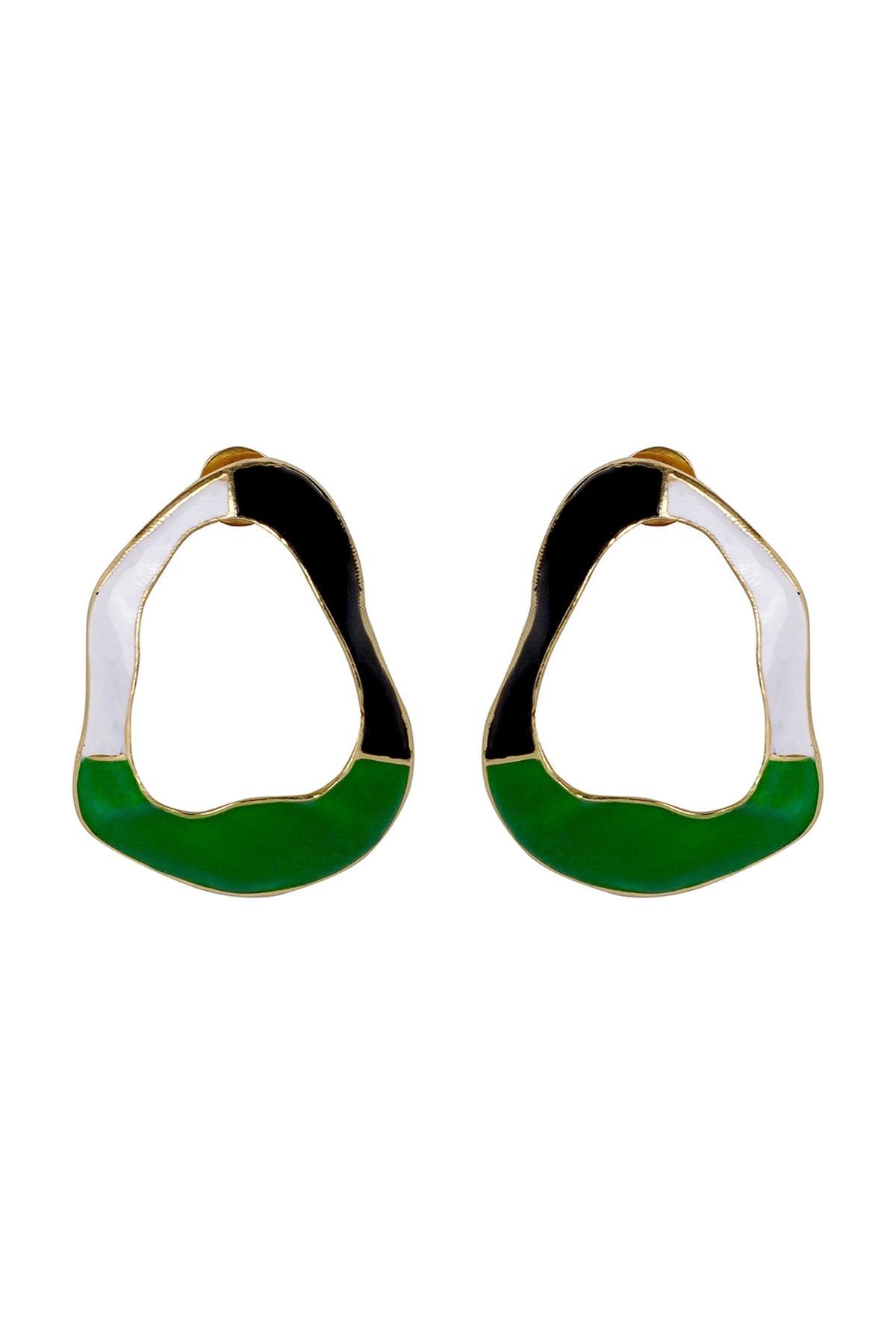 Gold Finish Crest Stud Earrings