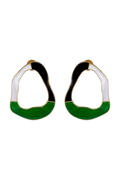 Gold Finish Crest Stud Earrings