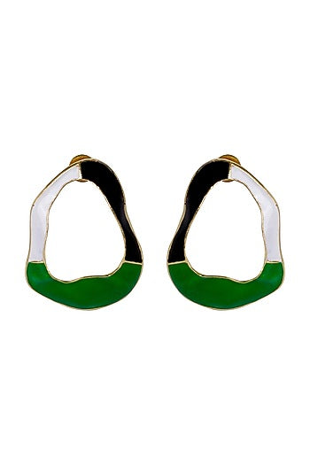Gold Finish Crest Stud Earrings