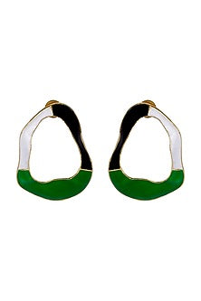 Gold Finish Crest Stud Earrings