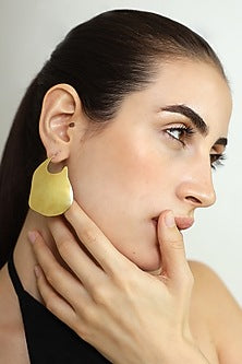 Gold Finish Curved Stud Earrings