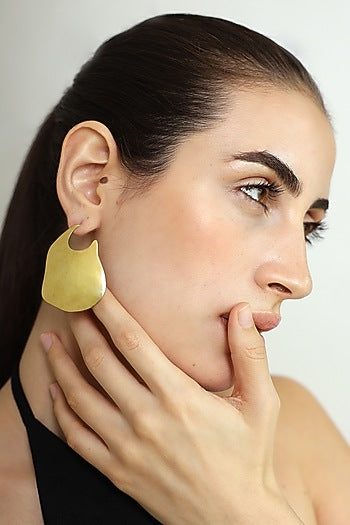 Gold Finish Curved Stud Earrings