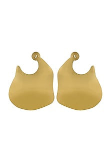 Gold Finish Curved Stud Earrings