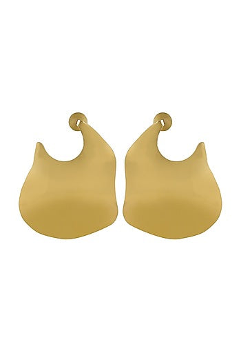 Gold Finish Curved Stud Earrings