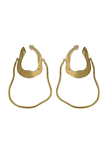 Gold Finish Irregular Hoop Earrings