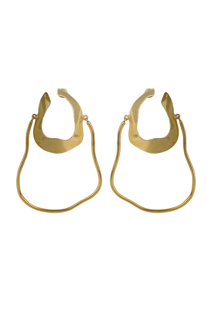 Gold Finish Irregular Hoop Earrings