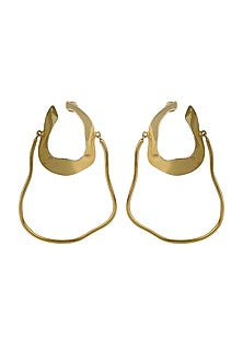 Gold Finish Irregular Hoop Earrings