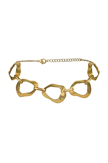 Gold Finish Wave-Shaped Necklace