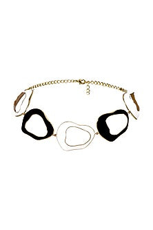 Gold Finish Wave-Shaped Enameled Necklace