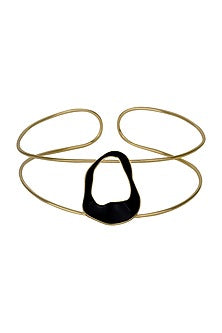 Gold Finish Black Enameled Choker Necklace