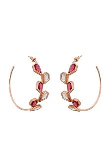 Rose Gold Plated Pink Quartz Galah Hoop Earrings