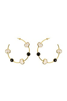 Gold Plated Onyx Handcrafted Hoop Earrings