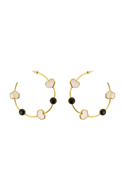Gold Plated Onyx Handcrafted Hoop Earrings