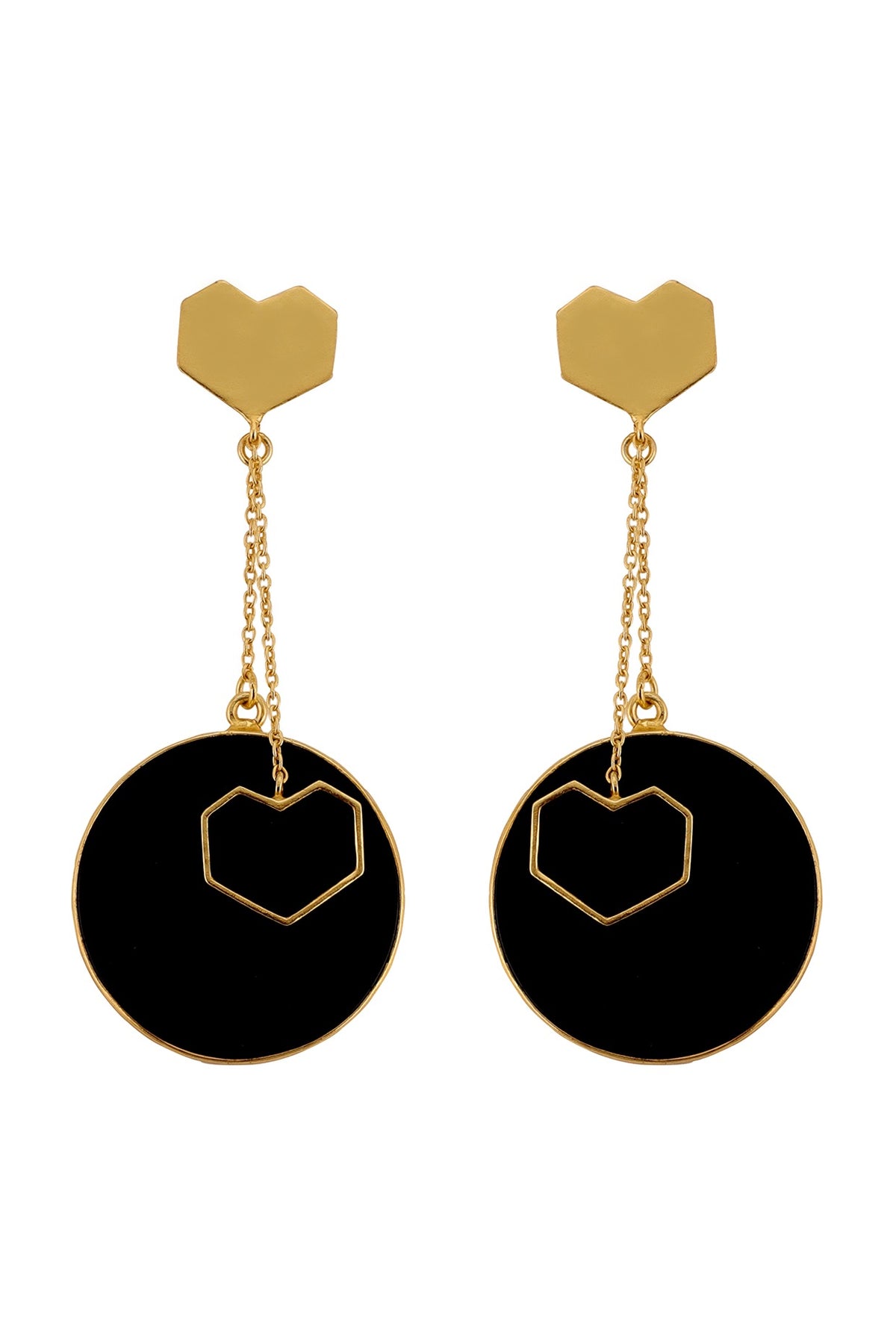 Gold Plated Black Onyx Dangler Earrings