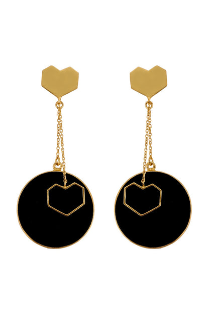 Gold Plated Black Onyx Dangler Earrings