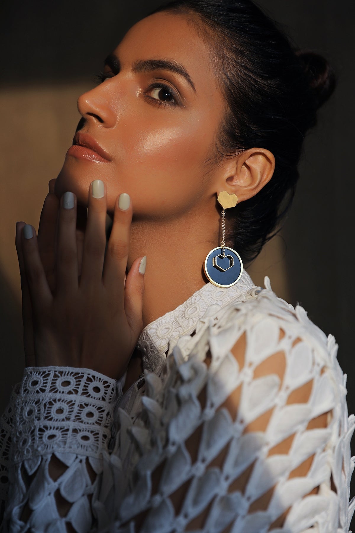 Gold Plated Black Onyx Dangler Earrings