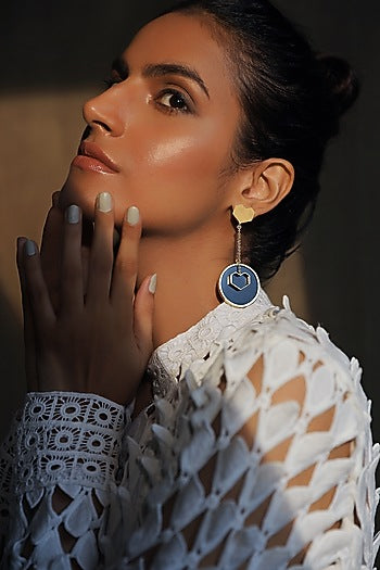 Gold Plated Black Onyx Dangler Earrings
