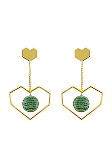 Gold Plated Gemstone Dangler Earrings