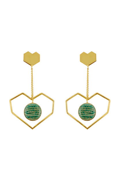 Gold Plated Gemstone Dangler Earrings