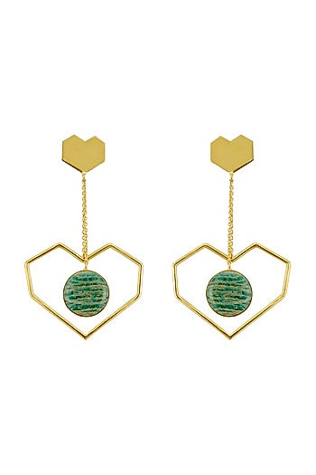 Gold Plated Gemstone Dangler Earrings