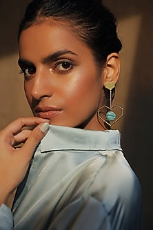 Gold Plated Gemstone Dangler Earrings