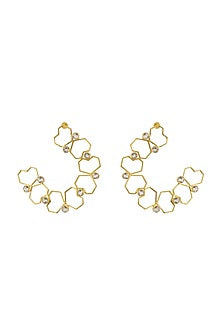 Gold Plated Dangler Earrings In Brass