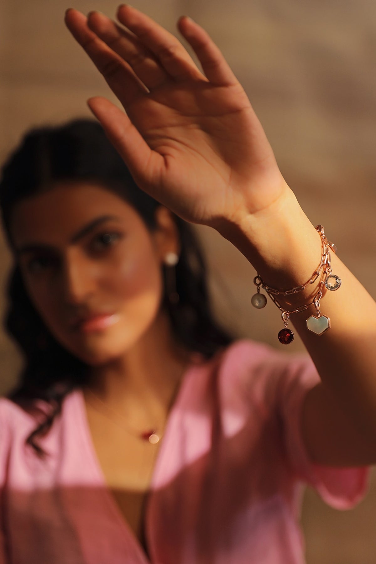Rose Gold Plated Pink Quartz Bracelet
