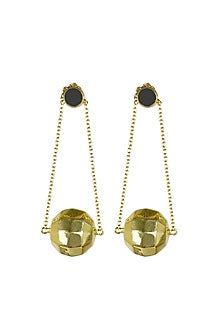 Gold Finish Black Onyx Earrings