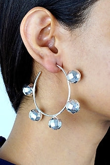 White Finish Hoop Earrings