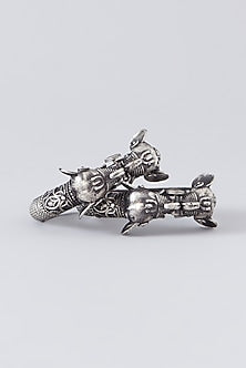 Silver Finish Semi-Precious Stone Bangles (Set Of 2)
