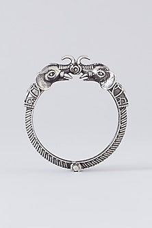 Silver Finish Semi-Precious Stone Bangles (Set Of 2)