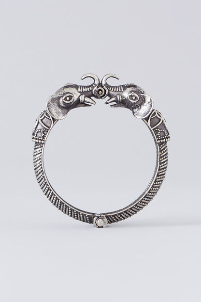 Silver Finish Semi-Precious Stone Bangles (Set Of 2)