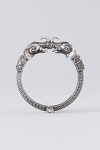 Silver Finish Semi-Precious Stone Bangles (Set Of 2)