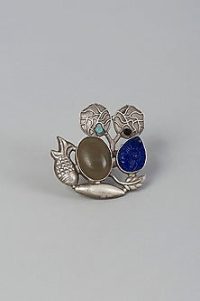 Silver Finish Semi-Precious Stones Ring