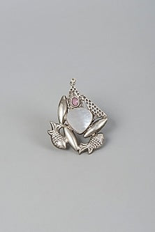 Silver Finish Semi-Precious Stone Ring