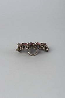 Silver Finish Adjustable Afghan Mirror Ring