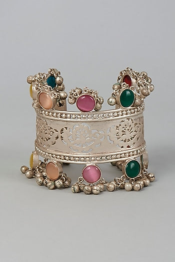 Silver Finish Multi-Colored Stones Bangle