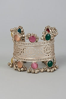 Silver Finish Multi-Colored Stones Bangle