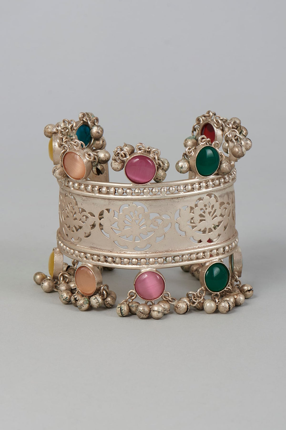 Silver Finish Multi-Colored Stones Bangle