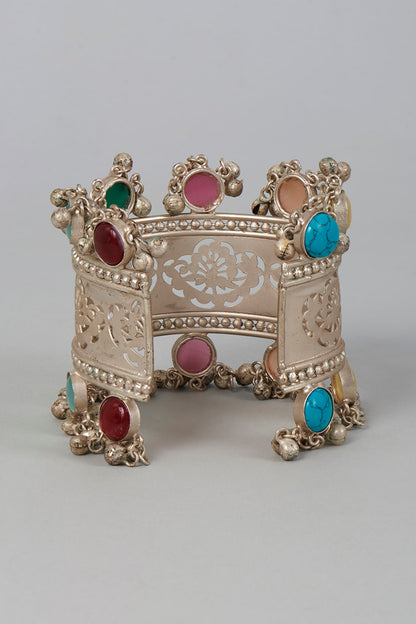 Silver Finish Multi-Colored Stones Bangle