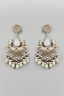 Oxidised Silver Finish Chandbali Earrings