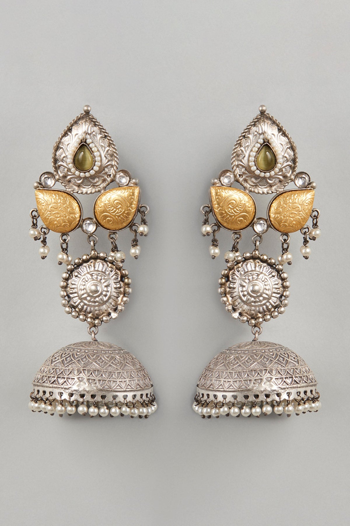 Oxidised Silver Finish Jhumka Earrings