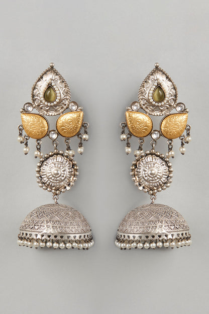 Oxidised Silver Finish Jhumka Earrings
