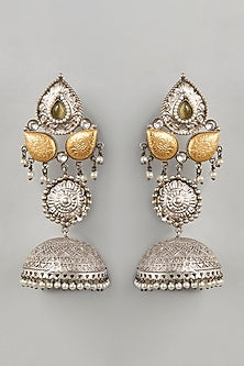 Oxidised Silver Finish Jhumka Earrings