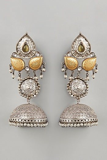Oxidised Silver Finish Jhumka Earrings