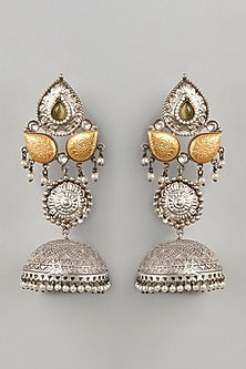 Oxidised Silver Finish Jhumka Earrings